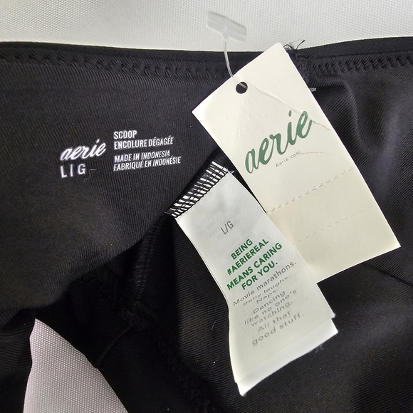 NWT Aerie Black Banded Wide Strap Bikini Swim Top Size Large - Picture 6 of 11